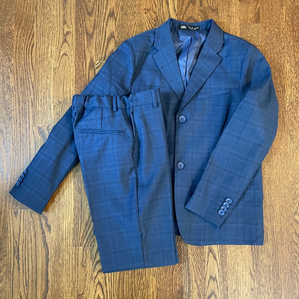 Zara boys navy plaid suit - size 10